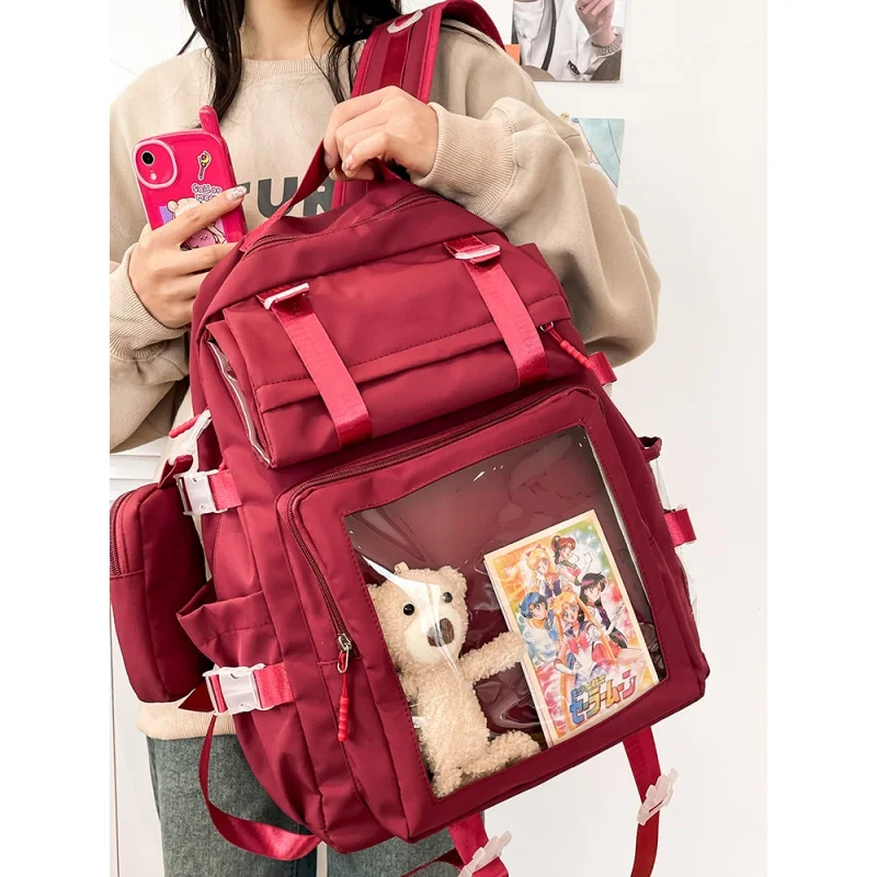 

Beefy Fi Japanese Sle Transparent Large Capaci Women's Bapa 20cm Doll Bag Student Design Dual oulder Bag