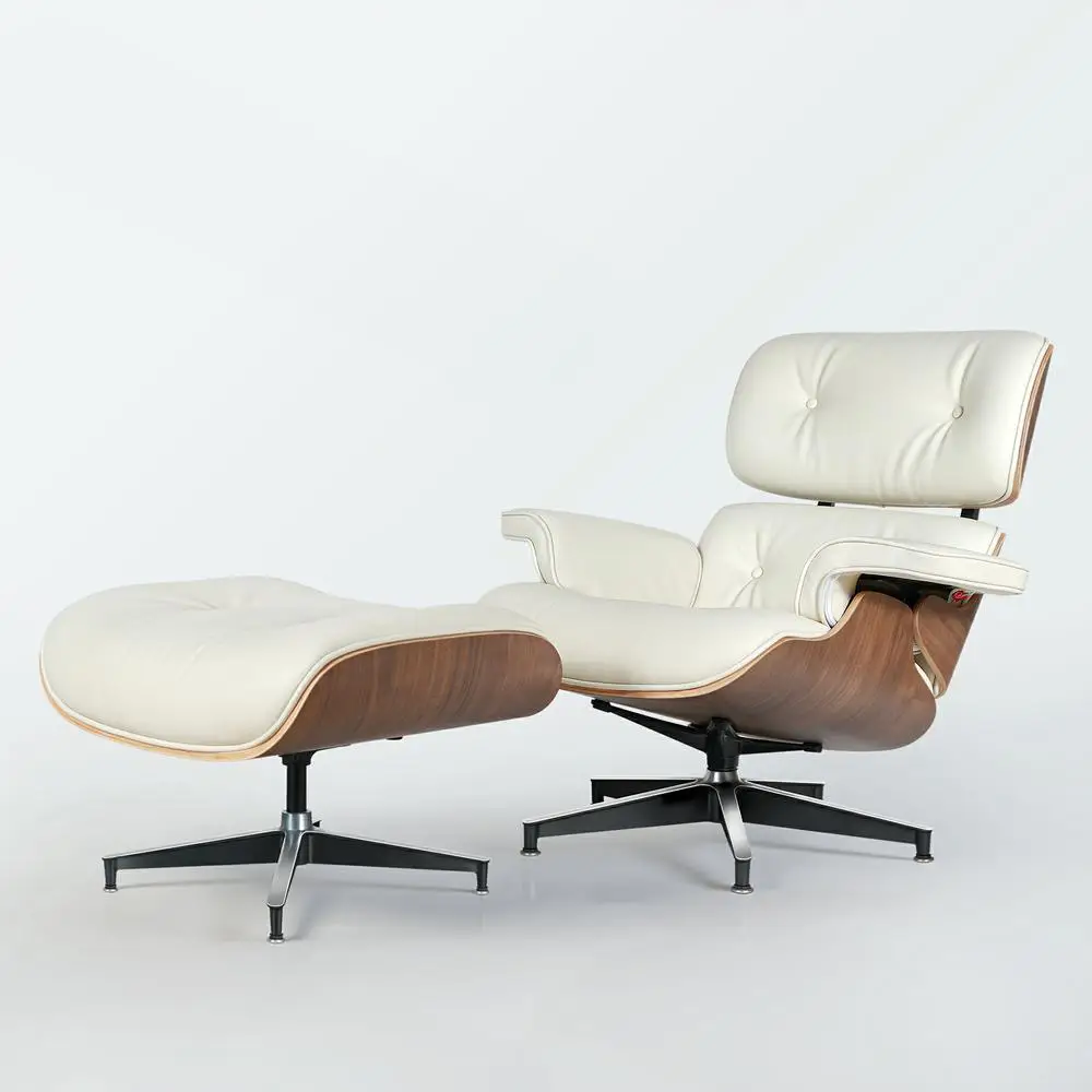 Mid-century Armchair Leather Lounges Chair ,ottoman include Living Room Furniture image 3