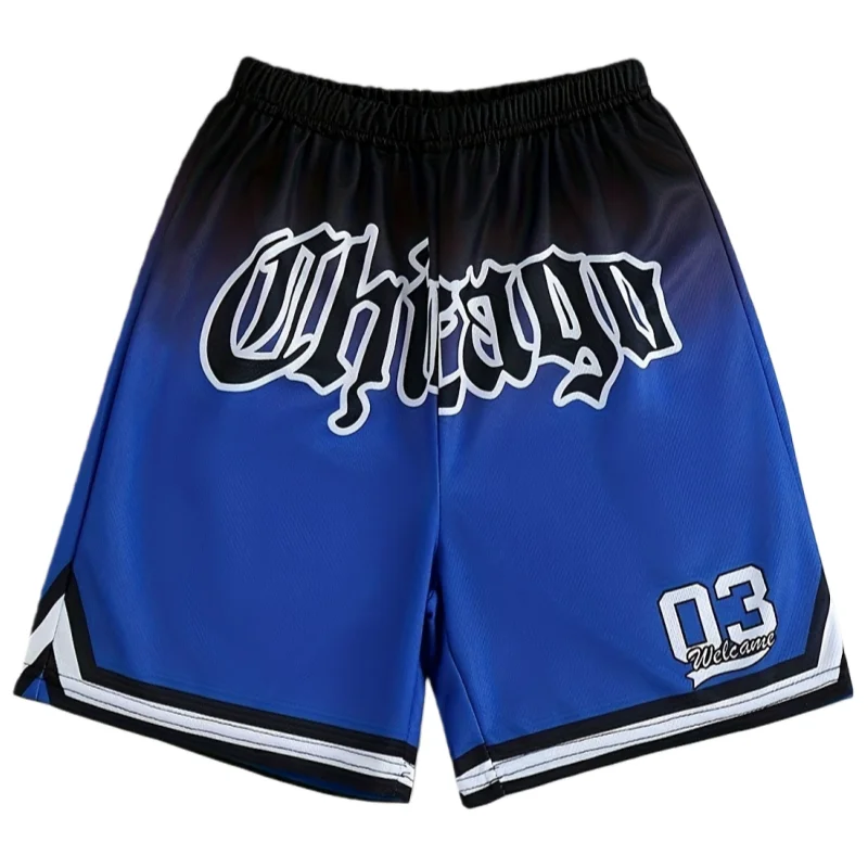 

Летние баскетбольные шорты Chicago No 23 градиентного цвета, мужские повседневные быстросохнущие пляжные шорты, удобные гибкие мото шорты свободного покроя