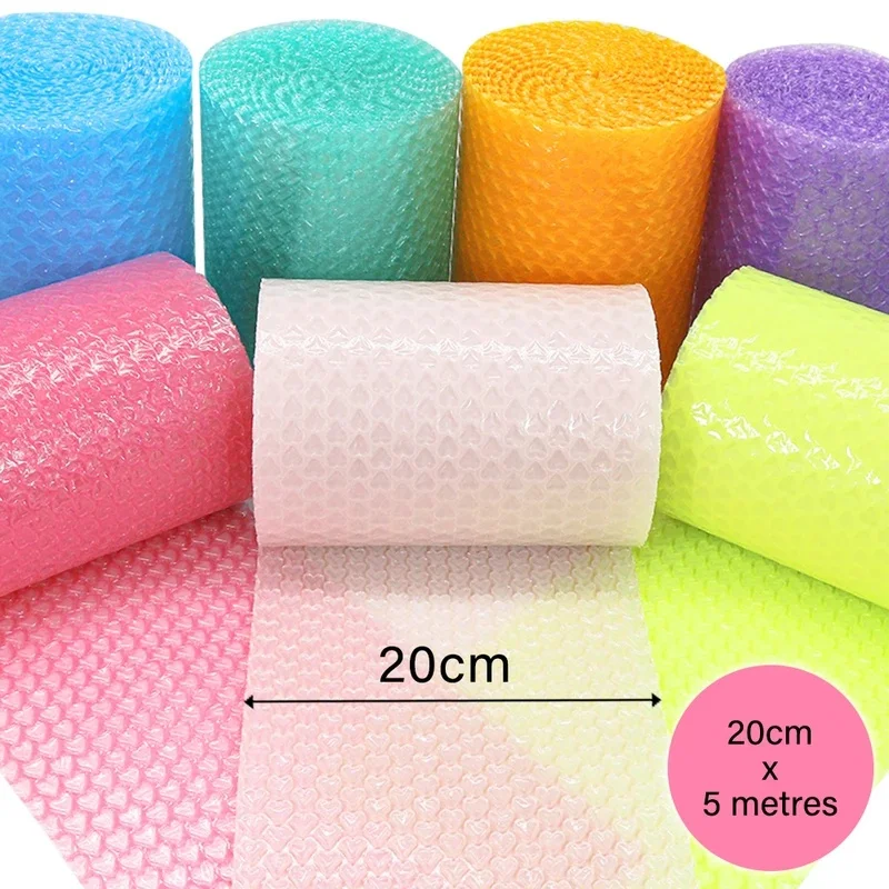 20cm x 5m Heart Bubble Wrap Roll – Pink & Blue Shockproof Packaging for Gifts, Glass & Party Decor