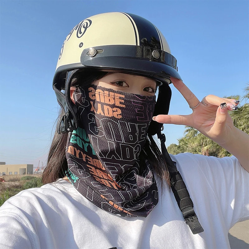 Ice Silk Sunscreen Face Mask Hip Hop Fashion Sunshade Hiking Travel Face Cover Summer Breathable Cycling Motocycle Riding Mask