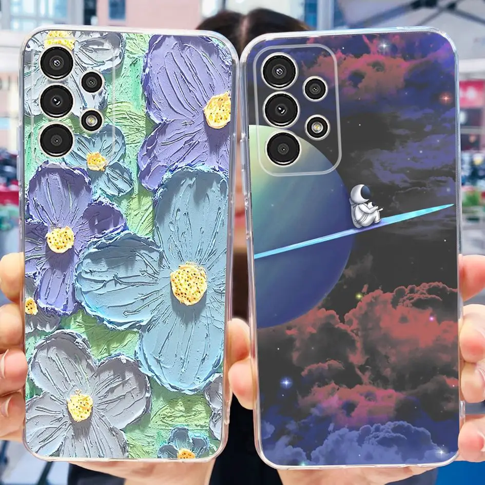 For Samsung Galaxy A13 Case SM-A135F Cartoon Flower Painted Soft Phone Cover For Samsung A32 SM-A325F A 32 A 13 4G 5G 2022 Funda