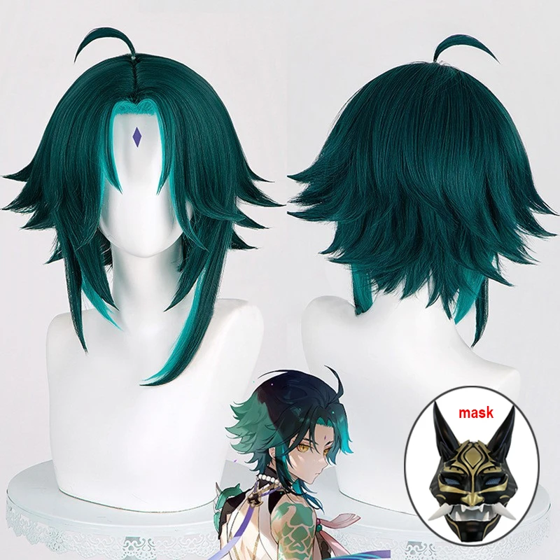 

Xiao Косплей Парик Игра Genshin Impact Xiao Короткие Зеленые Синие Волосы Аниме Парик Хэллоуин Вечеринка Мужчины Cos Парики + Кепка Для Парика