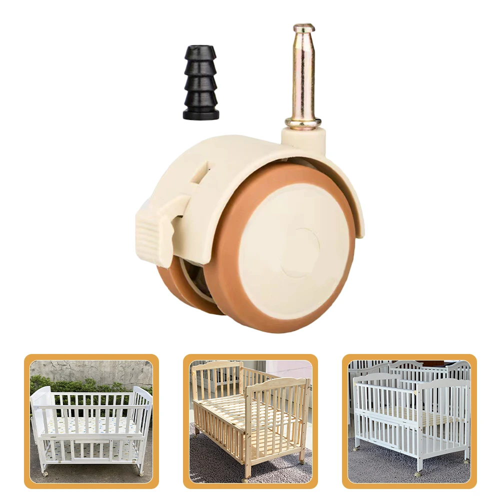 4개 무소음 아기 침대 바퀴 잠금 브레이크 캐스터 유아용 카트 바퀴 세트 침대 프레임 액세서리 아기 침대 의자 캐스터