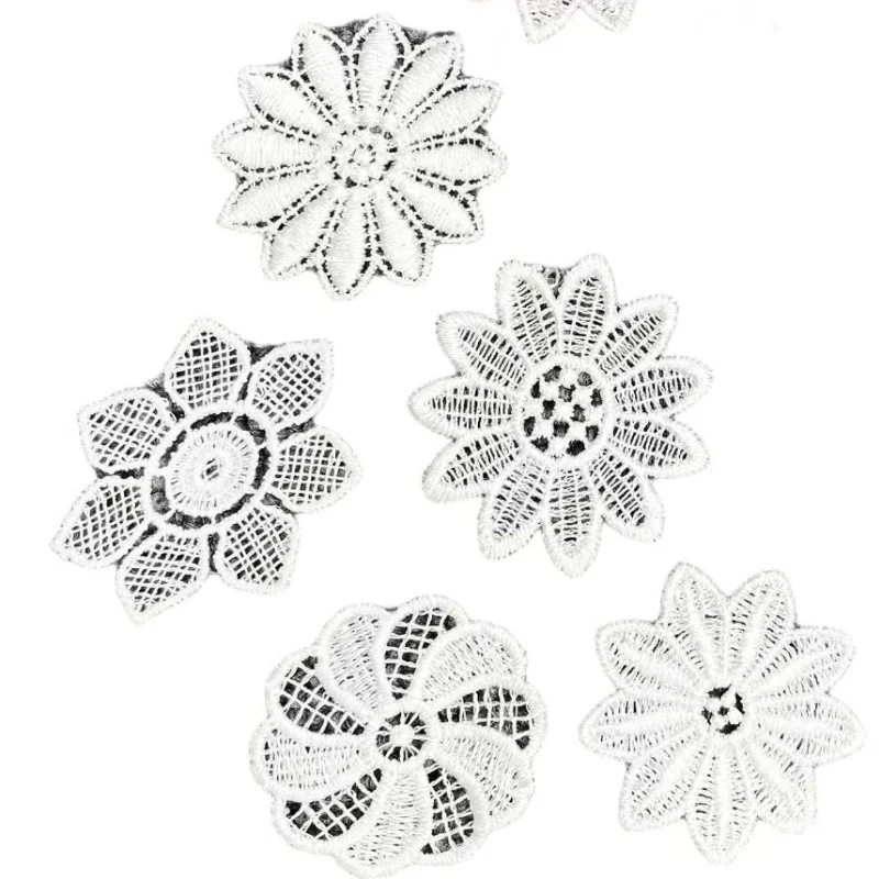 

100 шт./лот, пришивное круглое белое кружево с вышивкой и цветком, нижнее белье, бюстгальтер, украшение для одежды, аксессуары, ремесло, аппликация «сделай сам»