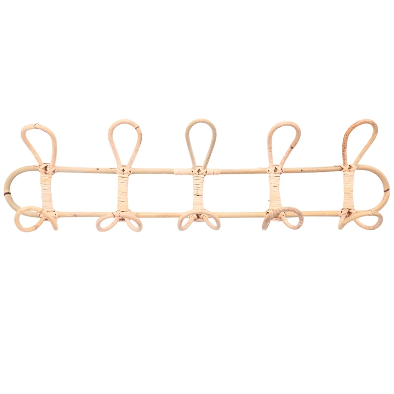 Large Rattan Wall Hooks Clothes Hat Hanging Hook Crochet Cloth Holder Organizer Hangers Decor for Home Decor-AT35
