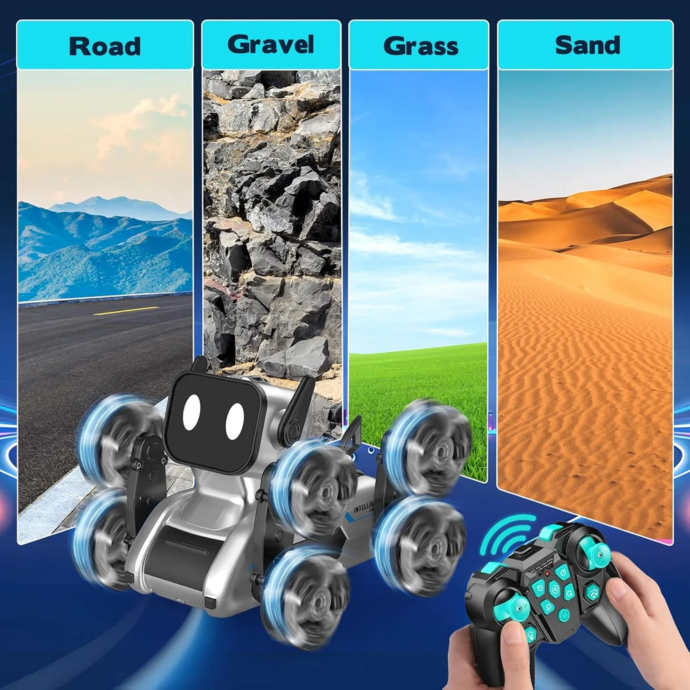 

Игрушки для собак-робот для возраста 8-13, 8WD Автомобили с дистанционным управлением Робот-собака Радиоуправляемая машина со светом и звуком, игрушки Подарки для мальчиков Рождество День рождения