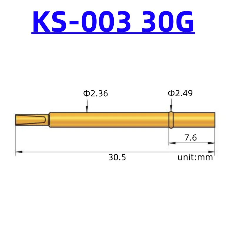 100 STKS Ingun Test Probe Test Pin GKS 003206254 A2000 A3000 2.0*33mm Klauwkop H Hoofd Naald Zitting Socket Buis KS-003 30G P125-H