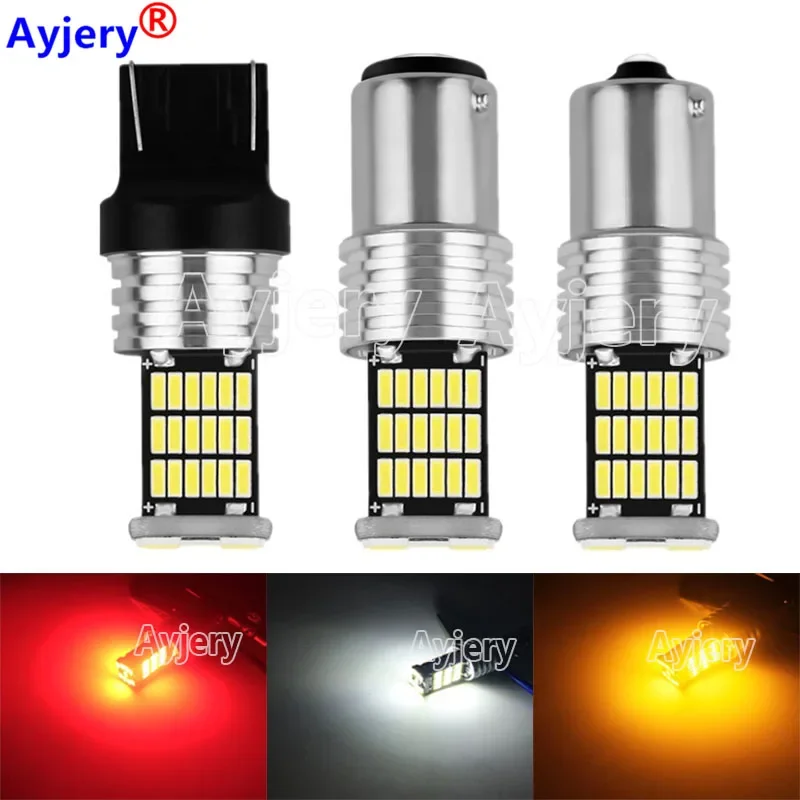 

50PCS 12V P21W 45 LED 4014 BA15S Canbus 1156 1157 BAY15D P21/5W 7440 7443 W21/5W T20 For Car Reverse Light Turn Tail Barke Lamps