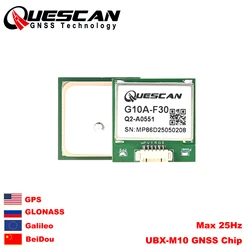 Quescan G10A-F30 M10 GPS GNSS Module GPS Galileo GLONASS BeiDou Receiver Timing Module UBX-M10050-KB 1-25Hz UBX NMEA Protocol