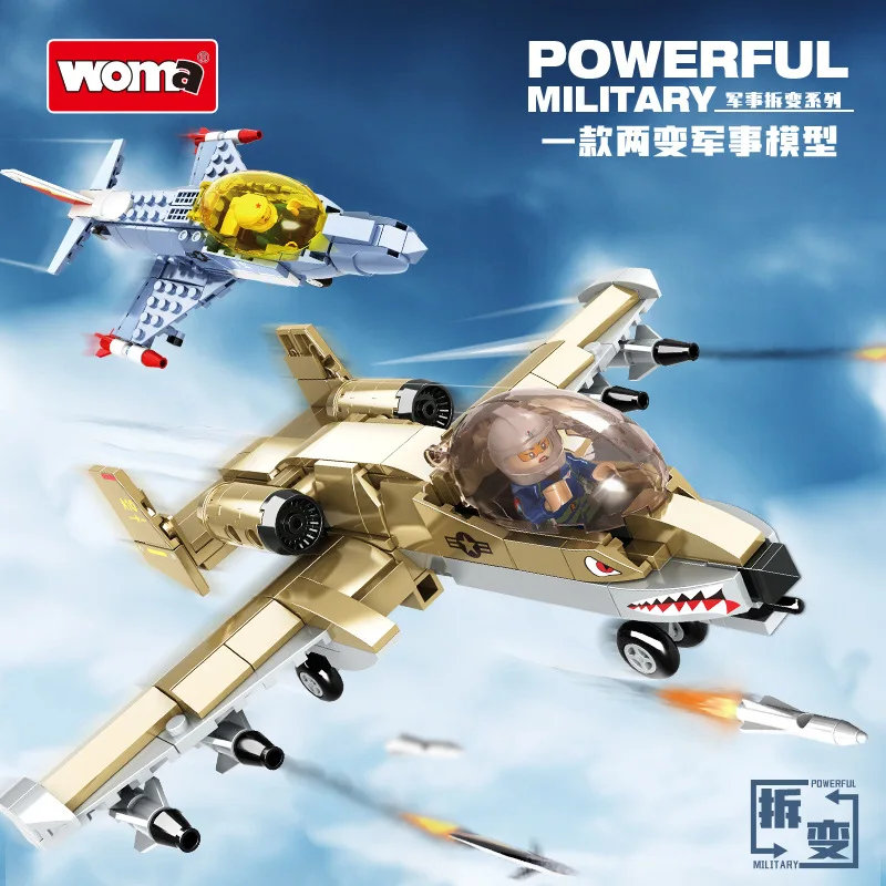 2024 Sluban WW2 Military Air Weapon A-10 Attack Helicopters Hind Model Building Blocks Classics Fighter Bricks Plane Toy