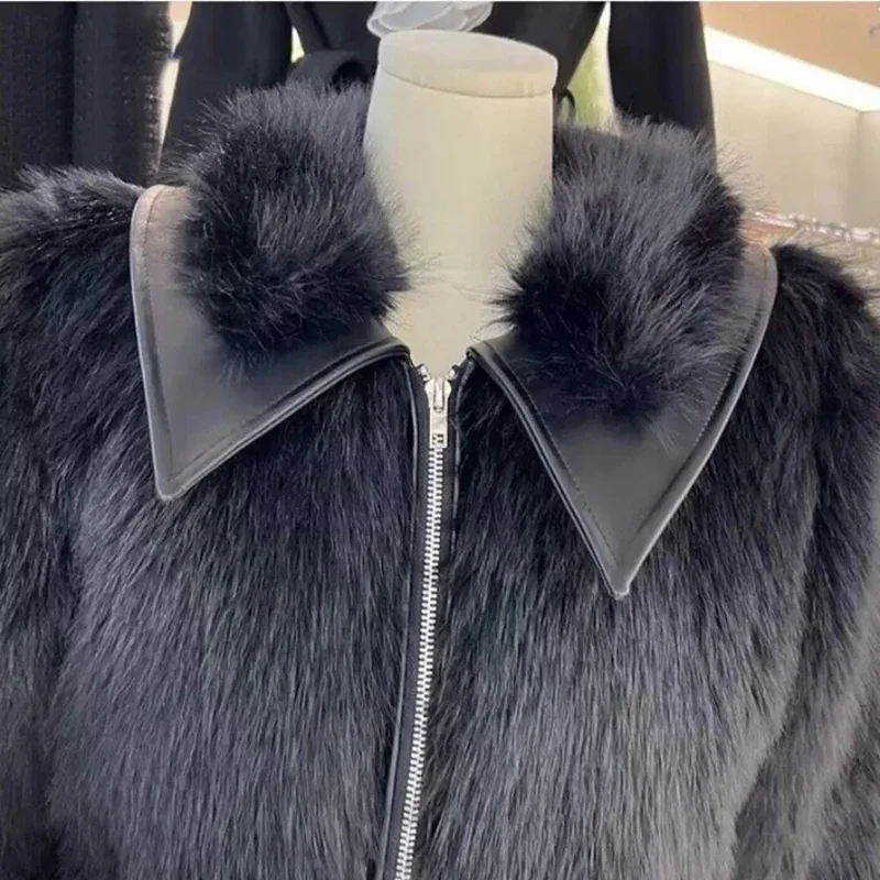 معطف شتوي جديد للفتيات معطف قصير رائع موضة كل مباراة سترات مرقعة من الفرو المنفوش ملابس علوية غير رسمية عالية الشارع