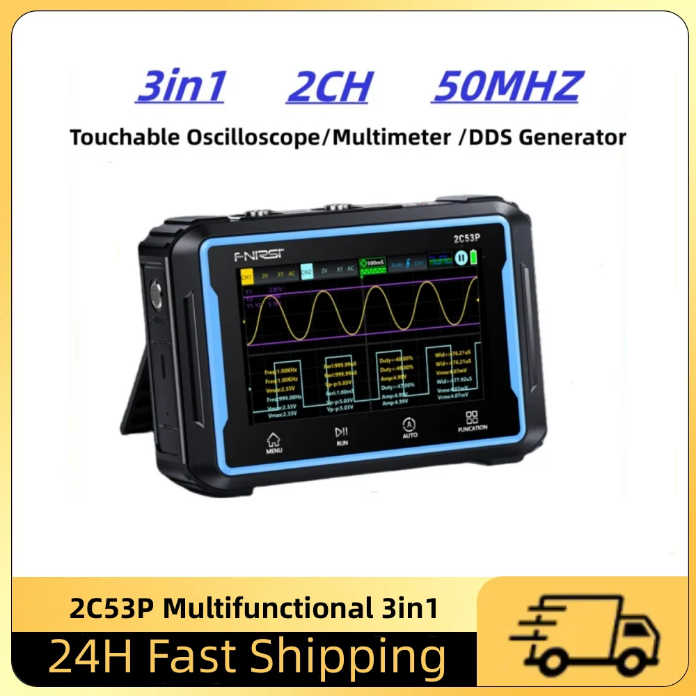 FNIRSI 2C53P Touch Screen Digital Oscilloscope+Multimeter+Signal Generator 3IN1 Dual Channel 50MHZ Automatic Osciloscopio Tools