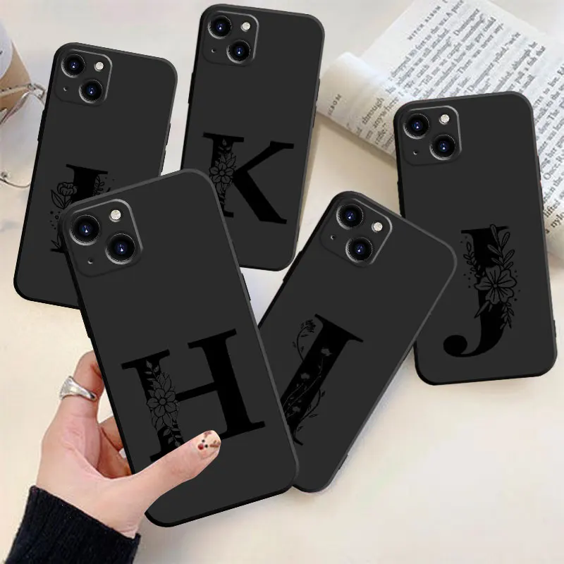Etui z literą H I J K L M N do iPhone 15 14 13 12 11 Pro Max Plus 13 Mini X XR XS MAX 8 7 6 Plus TPU Fundas Phone Cover Coque