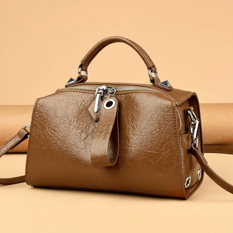 

Повседневная кожаная сумка-тоут, женская сумка среднего размера из искусственной кожи, классическая однотонная дорожная рабочая сумка для покупок