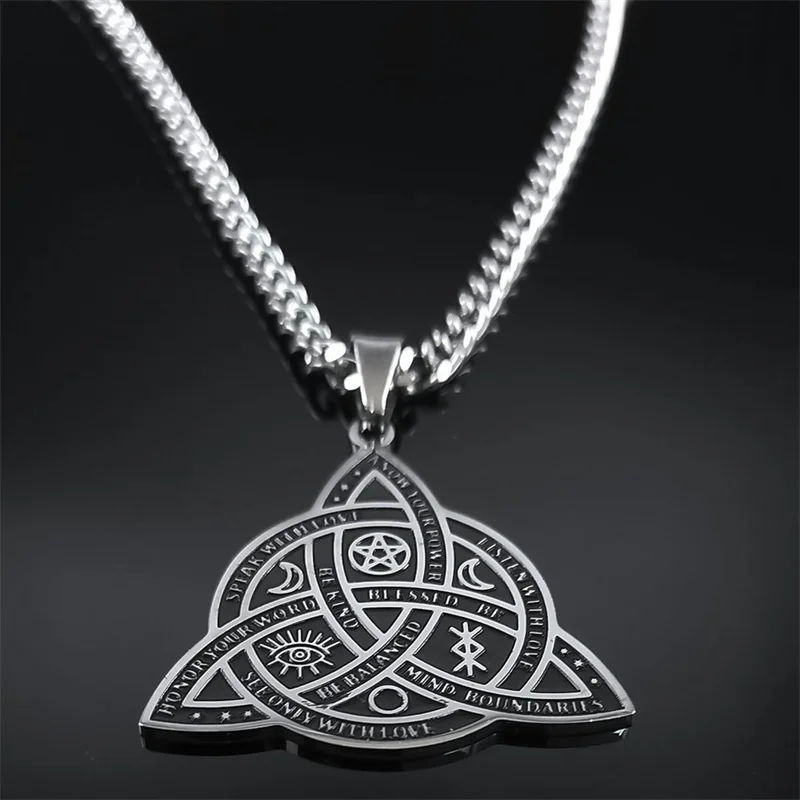 Viking Witch Celtic Knot Pendant Necklace Stainless Steel Men Chain Odin Gothic Necklace Protection Amulet Jewelry nudo de bruja image 2