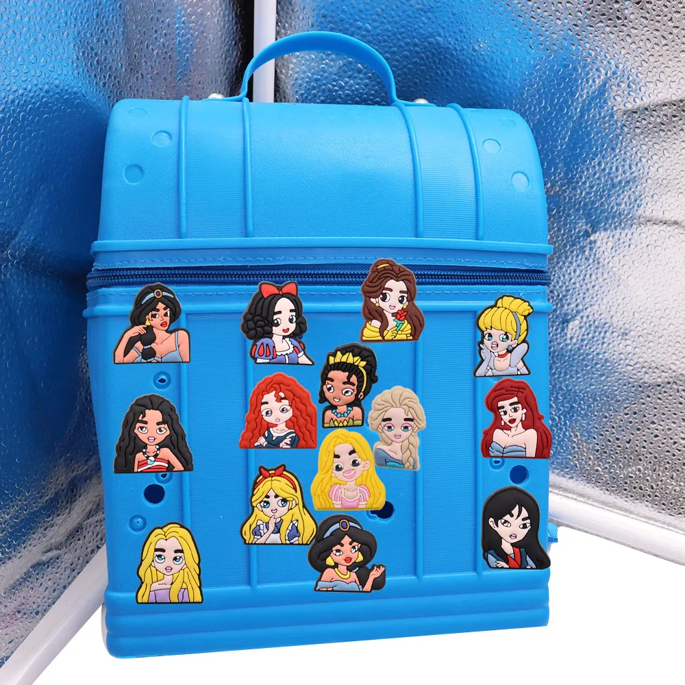 Dobrej jakości 1-14 sztuk PVC Charms buty Disney księżniczka elza śnieżnobiałe akcesoria z PVC sandały ozdoby dla dzieci DIY prezent