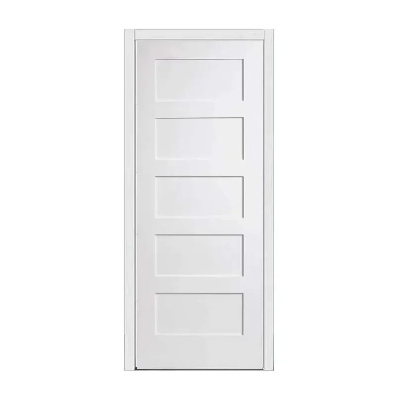 

#American Style White Painted 4 Shakers Panel Interior Room Doors Solid Wood Core Prehung Shaker Hotel Door