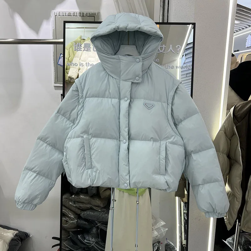 Autumn Winter 2023 New Down Jacket Women Hooded Thickened White Duck Down Fashion Clothing Long Sleeve Casual Warm Coat