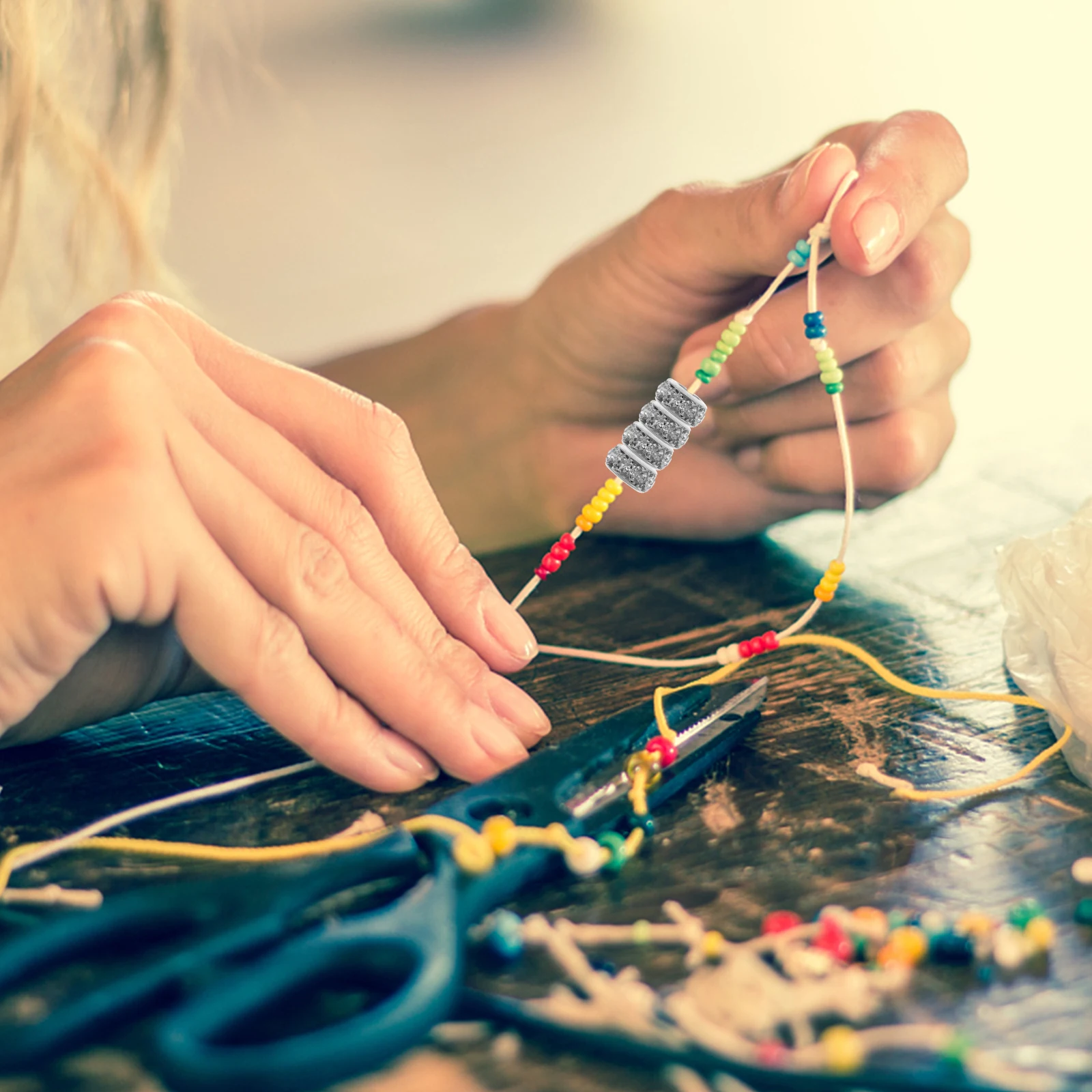   ビーズブレスレットアクセサリージュエリーメイキングビーズ小大穴スペーサージュエリーキットチャームバルク用