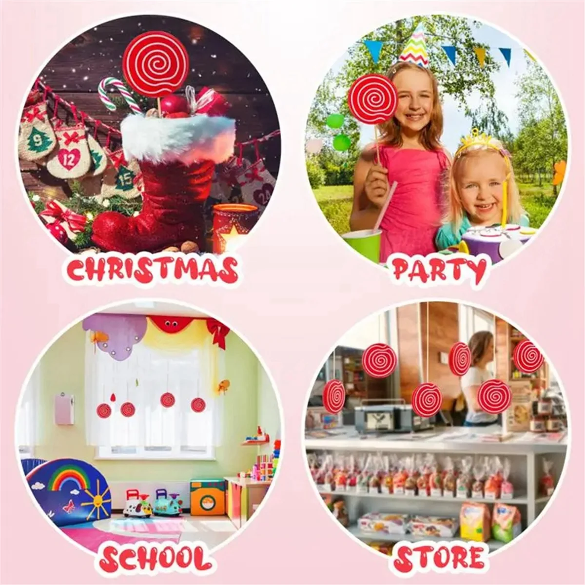 3Pcs Simulated Lollipop Prop Fake Lollipop Model Candy Ornament Wedding Festival Decoration,Red