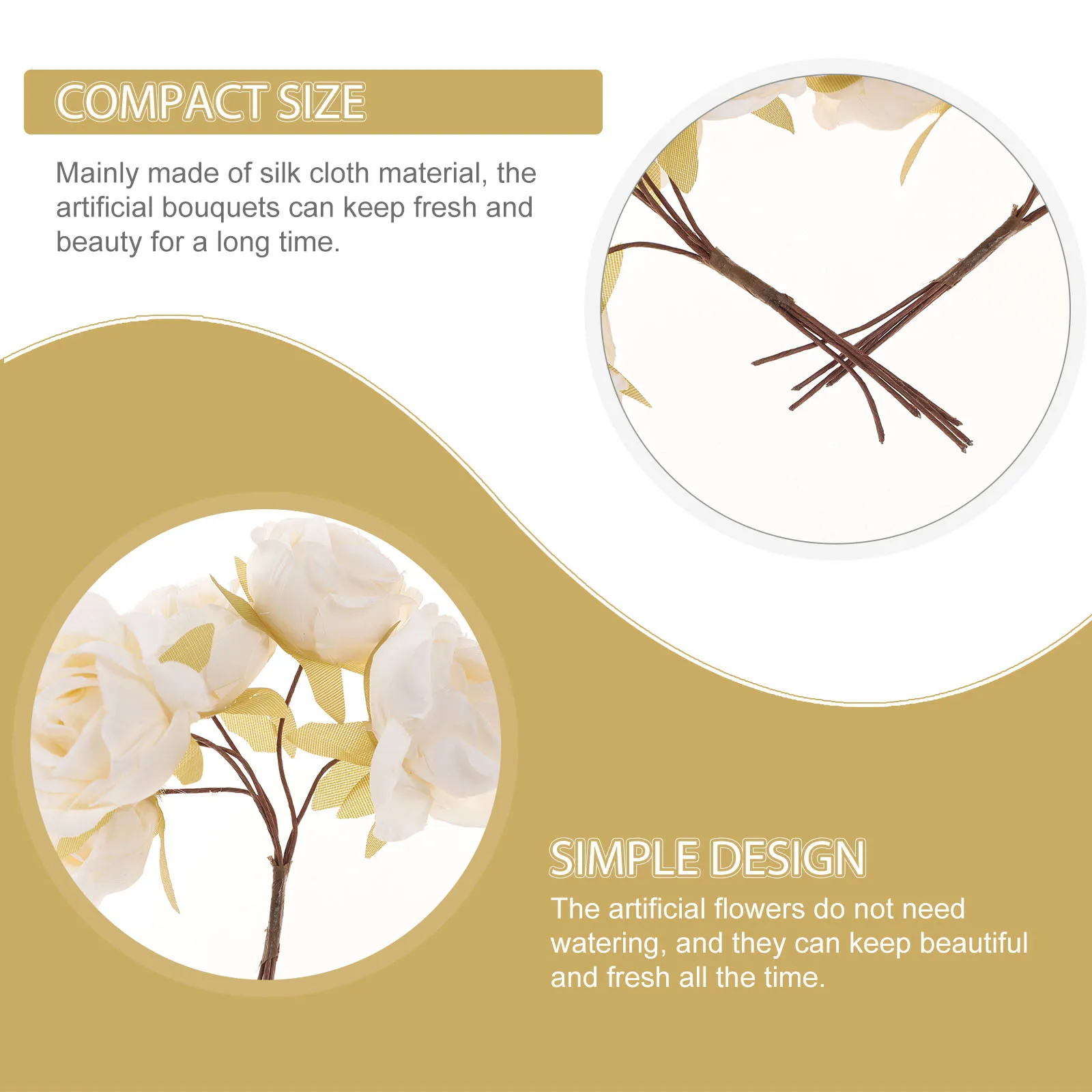 

2 Bunches Artificial Rose Flower Bouquet Silk Faux Roses for Wedding Decor Home Office Party Table Centerpiece Simulation