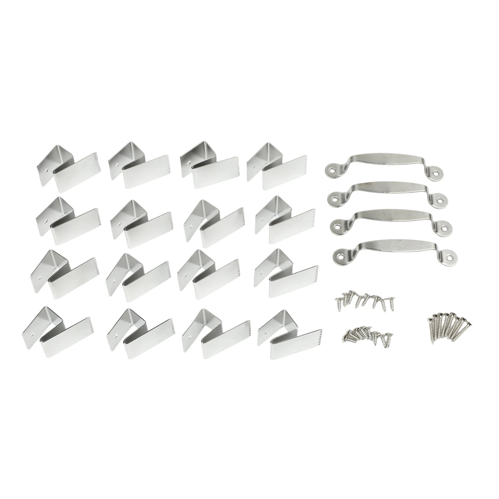 Storm Resistant Window Clips for Hurricane Panels For 12 Inch Thick For Plywood Includes 16 Clips 4 Handles and Screws