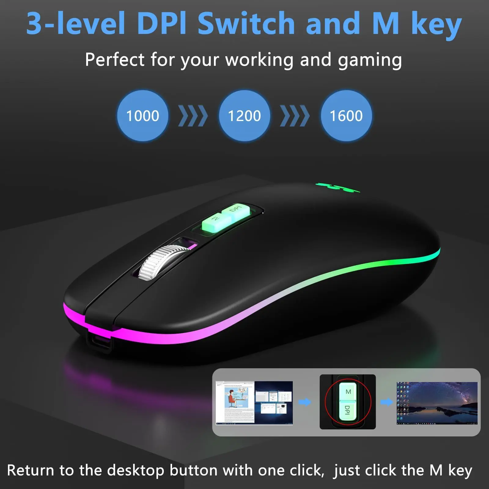 Usb&Type-c Dual Interface 2.4G Wireless Mouse Cute Cat Paw Print Rechargeable RGB Light Silent Office Optical Mice For Girl Gift