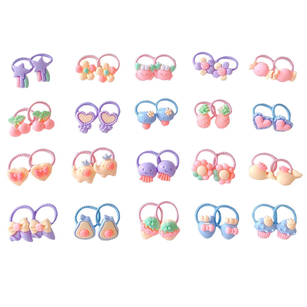 

40 Pcs Elastic Thumb Hair Tie Ties Scrunchies for Girls Thin Small Toddler Resin Baby Kids Child