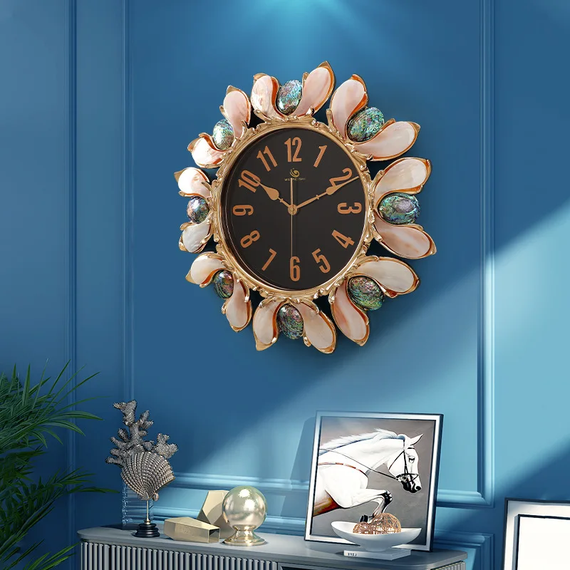 Reloj de pared atmosférico de lujo ligero, decoración para sala de estar, hogar nórdico creativo moderno
