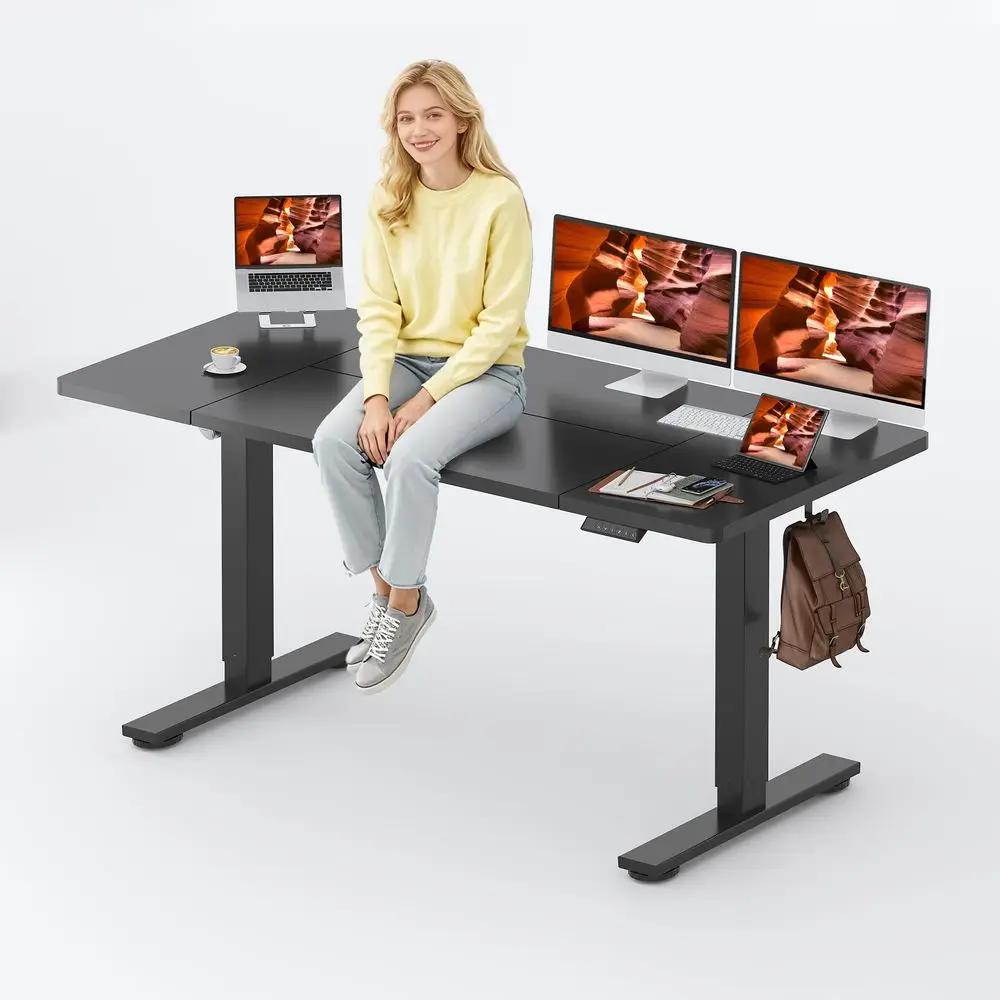 Desk,Large 71x31 Inches Height Adjustable Stand Up Desks with Cable Management, Home Office Computer Desk with Cup Holder amp M