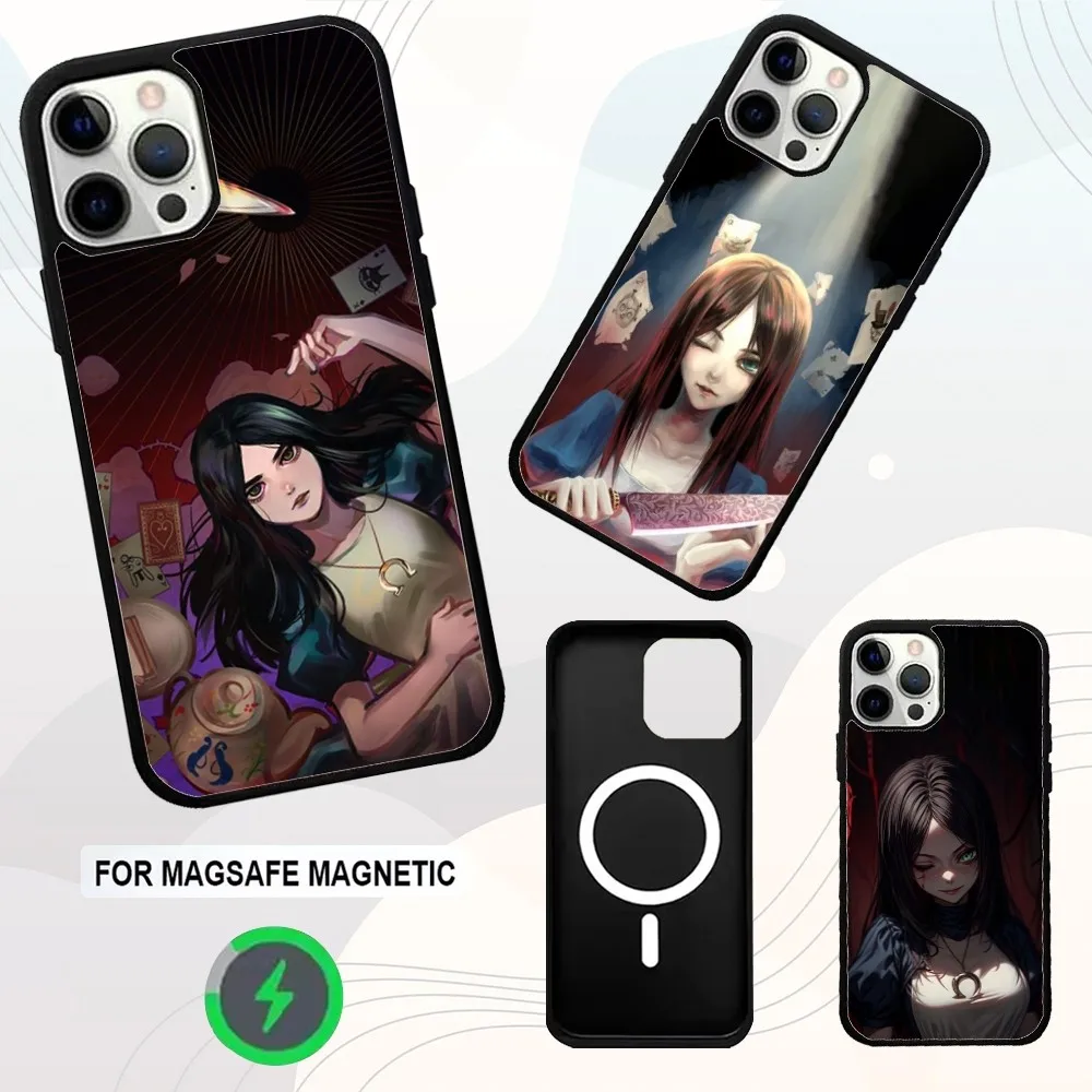 

A-Alice Madness Returns Game Phone Case For iPhone 16e,16,15,14,13,12,11,Plus,Pro,Max,Mini Magsafe Magnetic Wireless Charging
