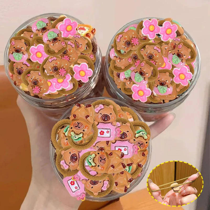 10–100 Stück Kinder-Haarbänder aus niedlichem Capybara-Harz, dehnbares Gummiband-Stirnband für Mädchen, Haarschmuck, Haargummis, Haargummis, Dekor