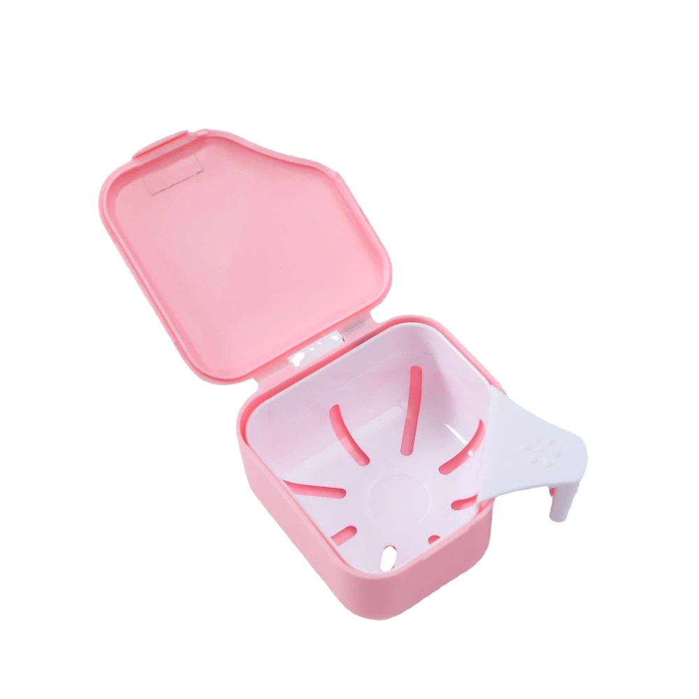 Denture Bath storage Box Orthodontic Retainer Case Cleaning False Teeth Storage Box With Hanging Net Container Cleaning