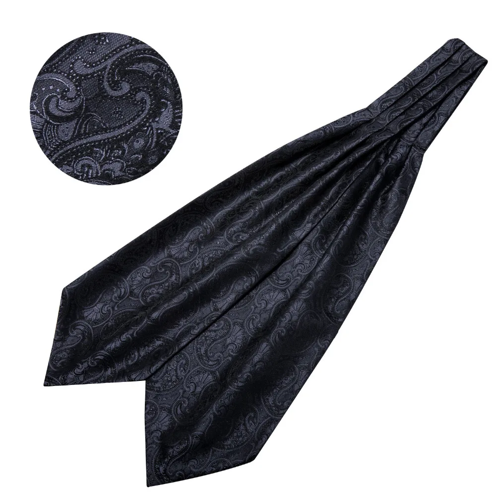 باري. وانج-ربطة عنق على طراز بيزلي للرجال ، طقم حرير بريطاني ذاتي ، حفل زفاف رسمي ، موضة أسكوت سوداء ،