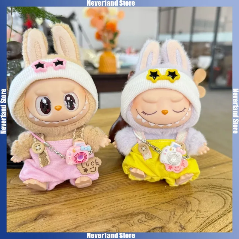Mini tenues de poupée en peluche, chapeau à bretelles, ensemble de couvre-chef étoile 10-17cm Labubu V1 V2 Kpop Idol, accessoires universels pour vêtements mignons