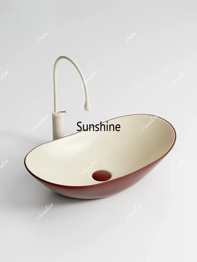Shuangpin Cream Color Ceramic Special-shaped WashbasinT*