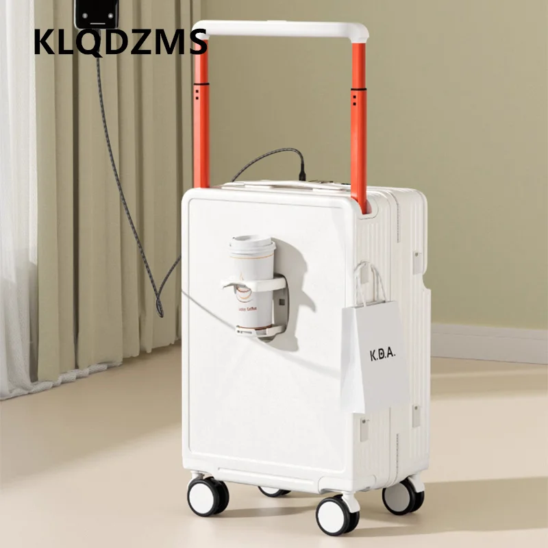 KLQDZMS المقصورة الأمتعة 20 بوصة الجبهة افتتاح الصعود USB شحن حقيبة تروللي بعجلات 22 "24" 26 "حقيبة كمبيوتر محمول متعددة الوظائف