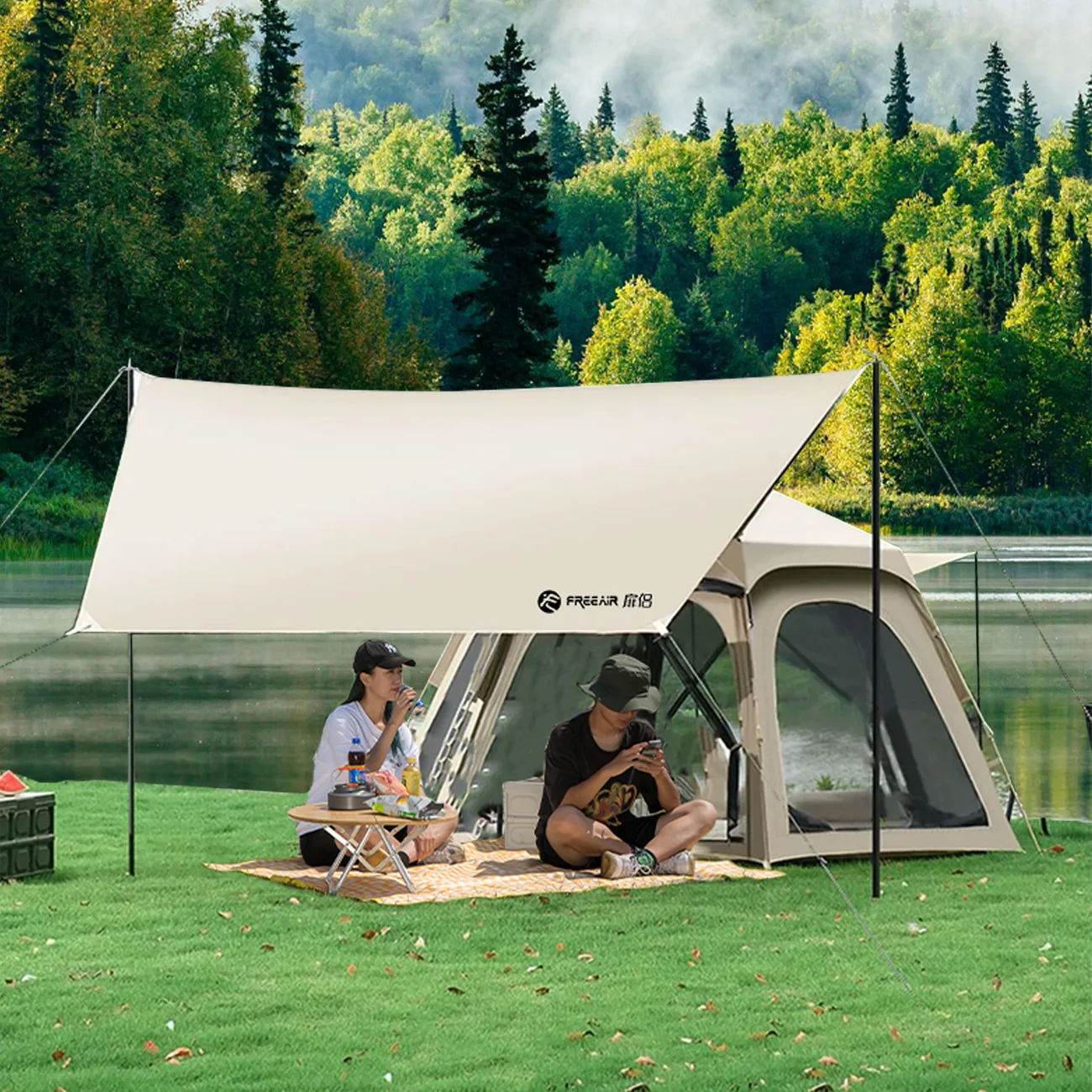 Tent Outdoor 8-10 People Fully Automatic Camping Folding Convenient Canopy Integrated Vinyl Hexagonal Sunscreen