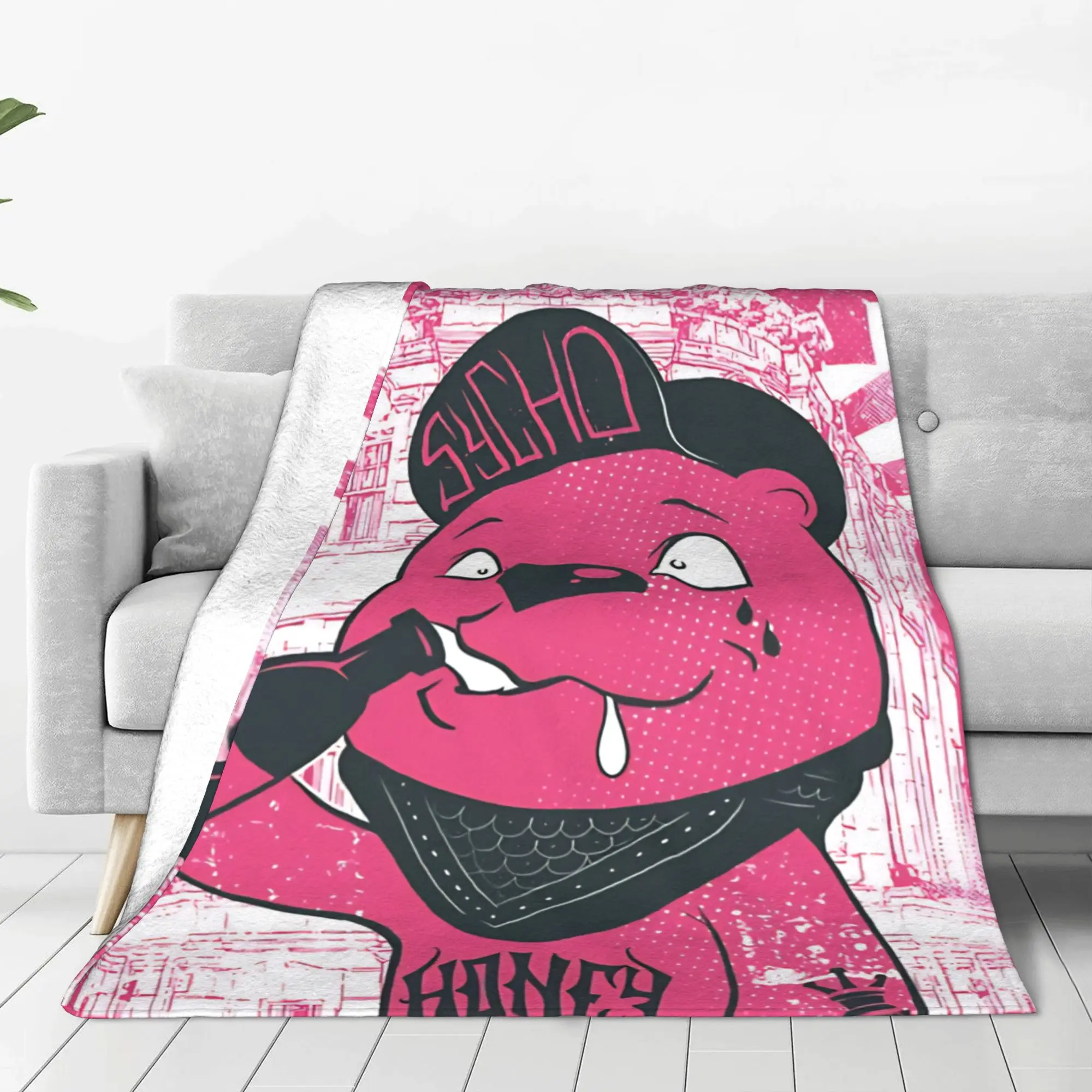 1PC Home Cute Room Decor Cute Jelly Bear Character Blanket Throw Blanket Gummy Bear Novelty Warm Blanket All Season