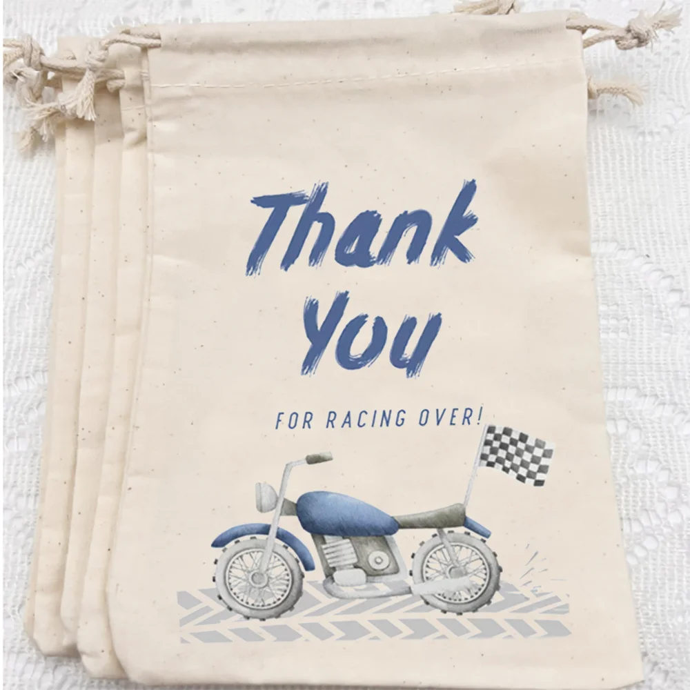 5 Pcs Race Motorcycle Sports Drawstring Pockets Bag Family Birthday Party Suppies Kids Party Decoration Anniversaire Favor