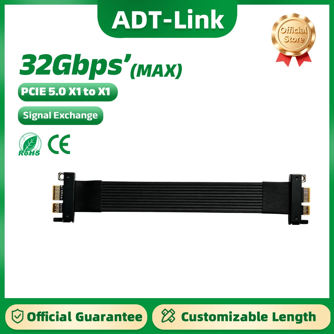 ADT-Link PCIe 4.0 5.0 Extension Cable x1 Male-to-Male Female-to-Female PCIe Signal Direct Connection Exchange Cable