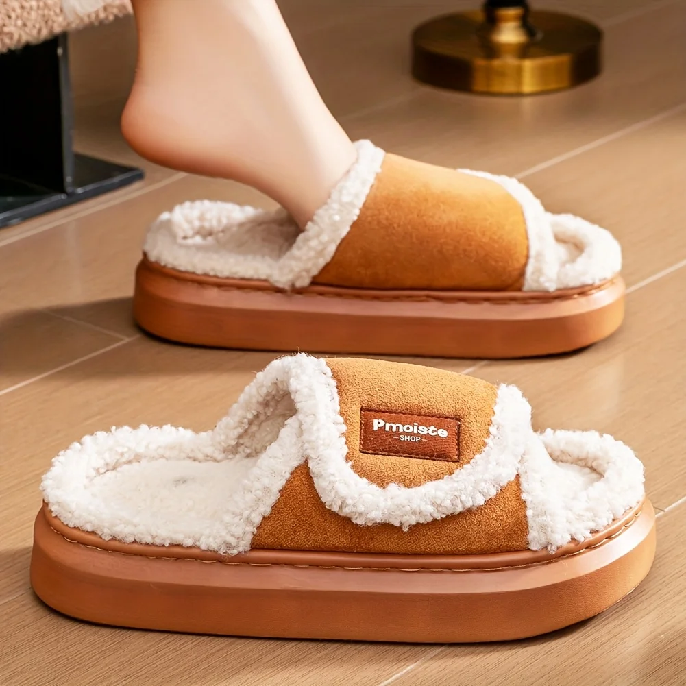 

PMOISTE Women's Plush Slippers with Arch Support - All-Season Indoor/Outdoor Comfort, Warm & Non-Slip. Ideal for Elderly!