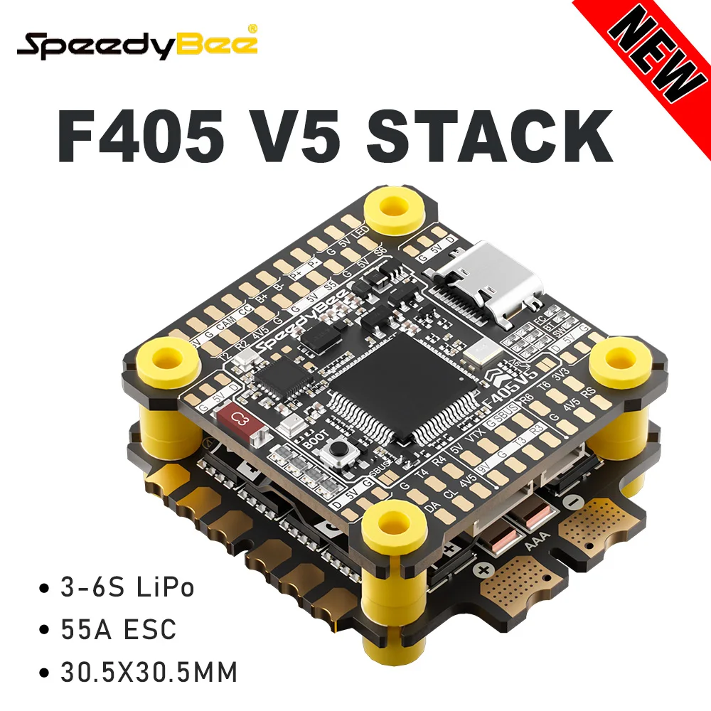 SpeedyBee F405 V5 Stack F405 V5 FC 32-Bit 55A 4in1 ESC 3-6S LiPo 30.5x30.5mm 16MB ICM42688P Gyro For RC FPV Racing Drone