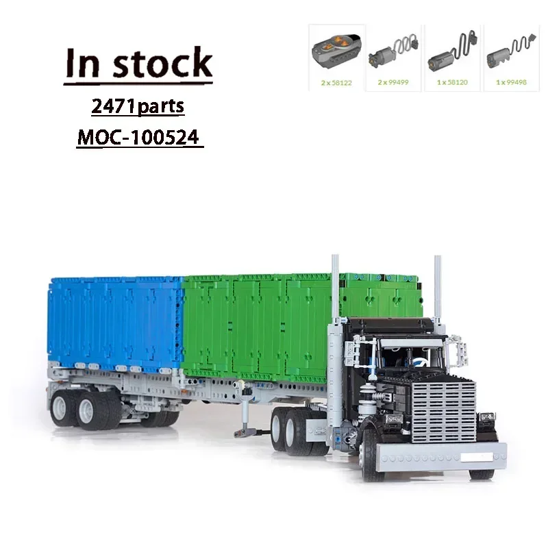 MOC-100524 Electric RC Transport Large Cargo Truck Building Blocks Model 2471Parts Boys Kids Christmas Building Blocks Toy Gifts