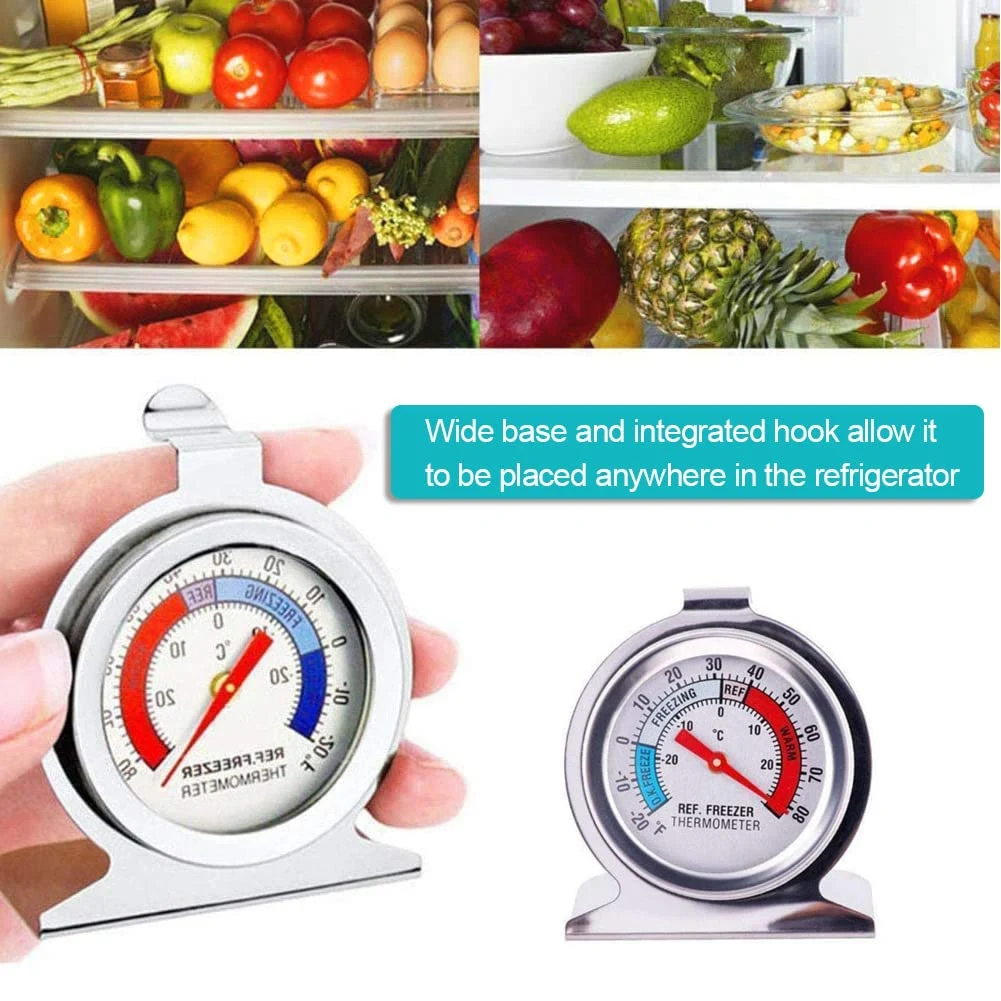 4Pc Refrigerator Thermometer, with Red Indicator Thermometer for Freezer Refrigerator Cooler with Hanging Hook and Stand