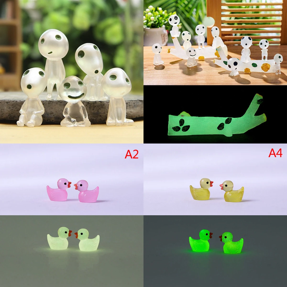 1/10pcs Colorful Glowing Tiny Ducks Mini Figurines Miniature Alien Statue Ornament Micro Landscape Decoration