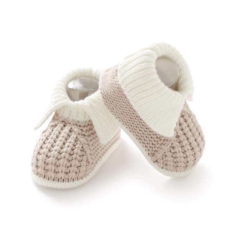 Baby Booties Handmade Knitted Newborn Boys Girls Comfortable Crib First Walkers Cute 0-1Y Infant Soft Soled Prewalkers Anti-Slip view 3