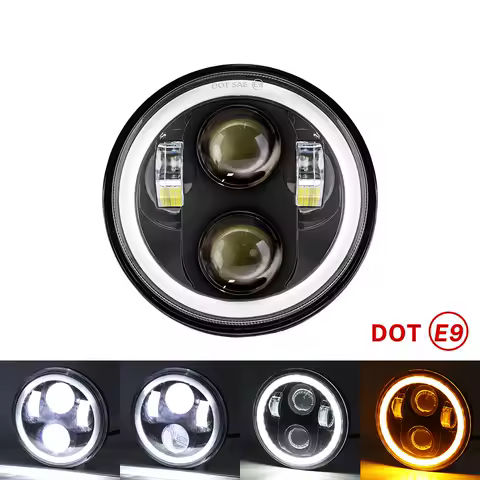 1pcs 5.75inch LED Headlight Motocycle For Harley Sportster 1200 883 Street 500 750 5-3/4" Projector Led Halo Angel Eyes Headlamp