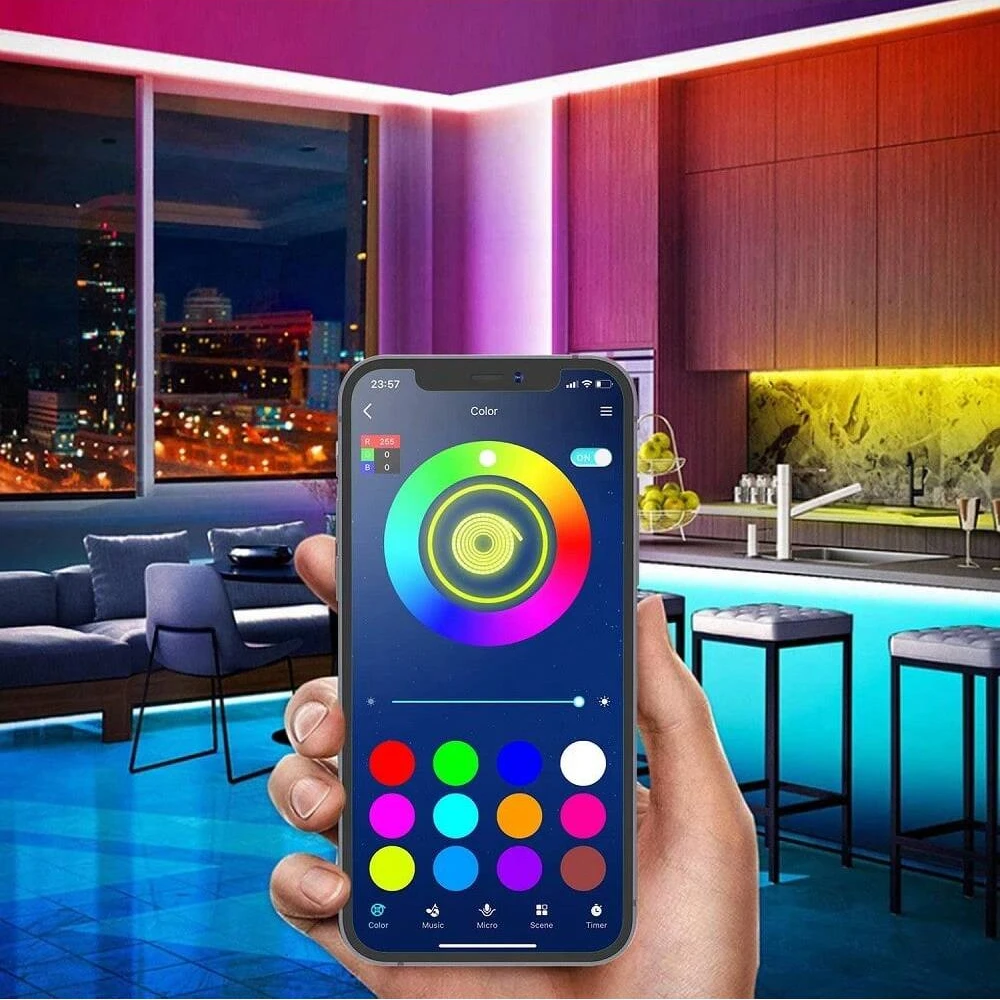 DC5V LED Strip Bluetooh APP Remote Control USB RGB 5050 Lights Color-Changing for Bedroom TV BackLight Living Room Party Decor